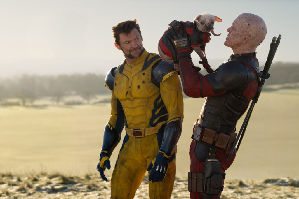 Deadpool y Wolverine con Dogpool en la película. 